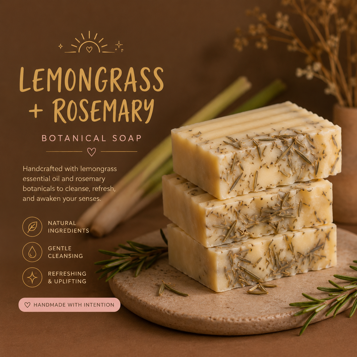 Lemongrass + Rosemary Bar Soap
